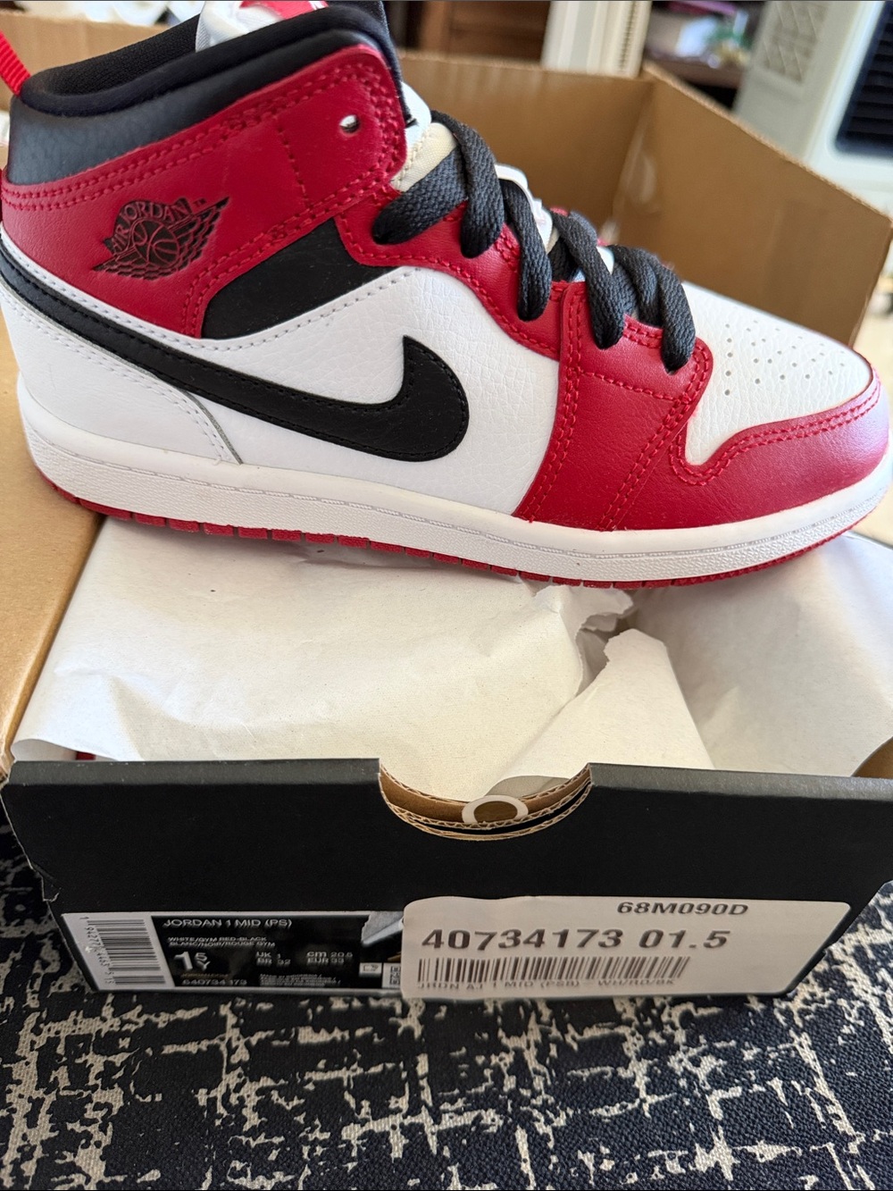 Kids Nike Air Jordan 1 Mid - White, Red & Black